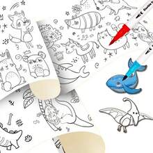 Rollo de dibujo de lienzo de animales de 90cm para niños, rollo de papel para colorear, relleno de Color, Graffiti, pintura cortada en papel, escuela educativa - Un juego de 3 piezas - Ver 3