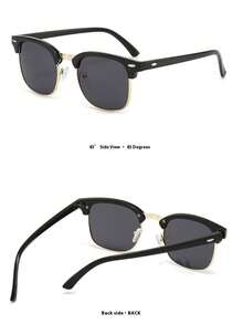 1pc Classic Retro Rivet Half-Frame Wayfarer Sunglasses - Multicolor - View 5