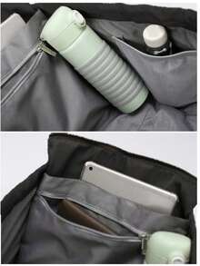 1 Pc Fashion Multifunction Portable Mummy Bag.Automobile Cradle Bag.Fashion Women Work Bag.Retro Tote Bag.Drawstring Bag.Shoulder Bags.Large Capacity Supermarket Shopping Bag.School Backpack Carry On Hand.Basics Solid Color Backpack.Lightweight Portable Canvas Bag With Handle.Business Day Weekender Bag.Note: The Color Of Shoulder Strap Is Random. - 黑色 - 查看 5