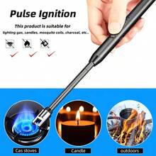 Encendedor Eléctrico Recargable USB - A Prueba de Viento - Para Barbacoas, Velas, Estufas de Gas (Largo con Manguera),Negro - Negro - Ver 4