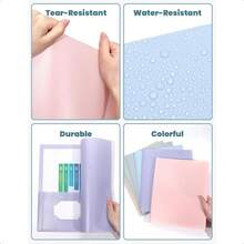 Folders With Pockets 6 Pack Pastel Colors Plastic Folders With Pockets Poly Folders For Documents Letter Size 2 Pocket Folders For Home Office - Multicolored2 - View 3