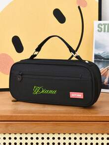 1pc Customized Cosmetic Storage Bag, Nylon Material, Zipper Closure, Women'S Gift, Personalized Multi-Purpose, Simple, Minimalist, Festive Atmosphere/Vacation, Casual, Suitable For Girlfriend, Family, Friends, Can Print Name Or Message. Can Exclusive Name, Letters, Lucky Numbers, Etc.