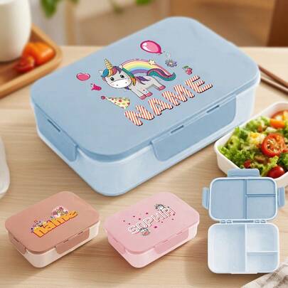 Organisateur de déjeuner de voyage personnalisable, boîte à bento portable avec couvercle, boîte à déjeuner étanche, ustensiles de conservation des aliments pour le petit-déjeuner. Design de style de bande dessinée personnalisé mignon. Convient pour le camping, les activités de plein air, la maison et l'école. Multifonctionnel, élégant, haute qualité, couleurs riches, moderne, personnalisable, unique et parfait pour les salons de thé.