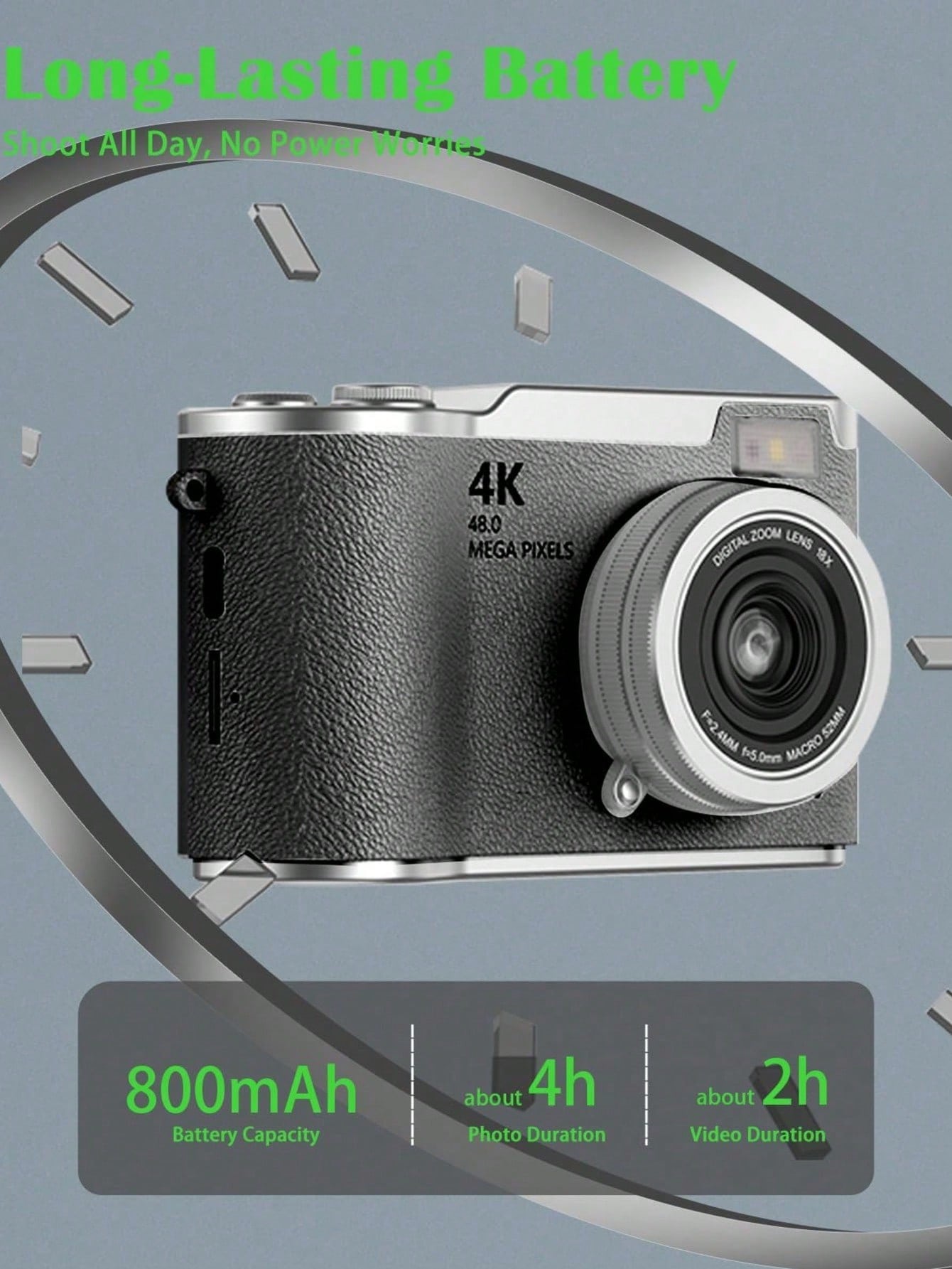 كاميرا رقمية بتكبير بصري 18X، شاشة دوارة عالية الو...