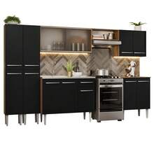Cocina Integral Completa Modular Madesa 293cm Con Tarja Emilly Color Marrón/Negro 06 - Marrón y negro - Ver 2