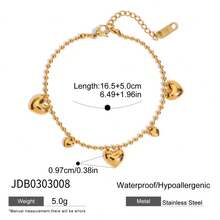 女士日常精致蝴蝶心形锆石多吊坠手链 18K 镀金不锈钢防水珠宝