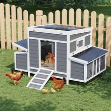 Wooden Chick-En-Coop, Large Chick-En-Coop For 4-6 Chickens, With 2 Sides Large Nesting Boxes, Outdoor Poultry Cage Rabbit Cage With Ramps & Tray, 54.41" X 34.49" X 34.05" - 54.4"L x 34.4"W x 34"H - 查看 6