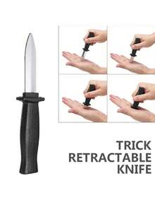 Retractable Simulation Knife Simulation Retractable Magic Props Adult Fake Knife Show Scary Retractable Knife Suitable For Christmas, Easter, Suitable For Teenagers And Adult Pranks - Black - View 12