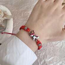 1Pc Butterfly Hand Woven Bracelet, Couple Friendship Bracelet, Gift Party - Đỏ - Xem 4
