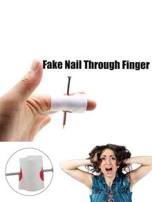Fake Nail Through Finger Prank Toy, New Magical Trick Toy For Friends, Halloween Scary Joke Gag Toy - White - View 2