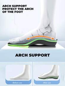 1双男女通用黑色舒适足弓支撑运动鞋垫，U型后跟垫，透气吸湿减震全长鞋垫，适用于运动鞋、休闲鞋、白色男女鞋 - 黑色 - 查看 2