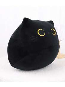 三种尺寸可爱黑猫毛绒抱枕娃娃，柔软舒适，可爱小猫毛绒玩具，高品质儿童礼物，男孩/女孩房间装饰，万圣节礼物 - 彩色 - 查看 10