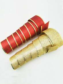 (2M/Rouleau) Ruban pailleté doré de 5 cm de large, emballage cadeau, artisanat pliable DIY, décoration de sapin de Noël, décoration de maison pour Noël, décoration de pièce d'hiver