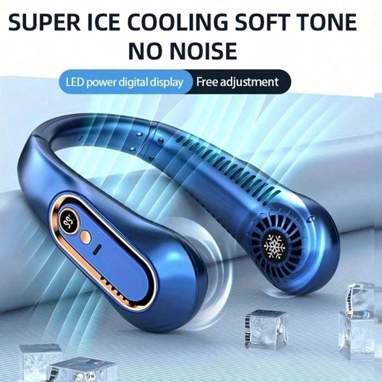 Pieza Ventilador de cuello colgante. Ventilador de cuello sin aspas. Versión actualizada con batería de 1200mAh. Larga duración de la batería, 5 v