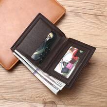 Cartera para Hombre Corta de Gran Capacidad, Cartera Funcional, Cartera Conveniente conúltiples Ranuras para Tarjetas - Marrón claro [firme] - Ver 10