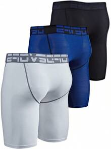 Men's Cool Dry Mesh Boxer Trunks 6-Inch Briefs, 3-Pack - 9吋(黑/藍/白) - 查看 2