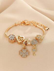 一件女士DIY串珠粉色蝴蝶结爱心棒棒糖花朵吊坠时尚配饰 - 彩色 - 查看 18