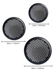 1 Black Carbon Steel Pizza Pan, Pizza Baking Tray, Non Stick Pizza Mold, Perforated Baking Tray, Circular Baking Tray, Oven Tray, Pizza Tray, Pizza Mold, Baking Kit, Pizza Pan, Oven Accessories, Non Stick Pan, Easy To Clean, Daily Use For Home, Theme Parties, Parties, Restaurants, Hotels, Kitchens, Pizza Mold