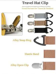旅行包帽夹挂在包上手提包背包行李旅行背包户外旅行沙滩帽伴侣配件 - 咖啡棕 - 查看 3