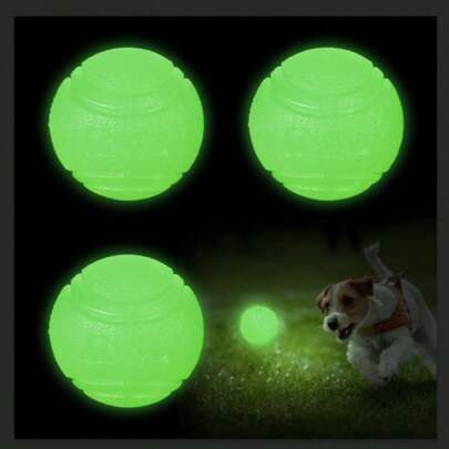 Glow-In-The-Dark Bouncy Balls, Pet Dog Balls, Anti-Bite Toy Balls, Training & Entertainment Balls, Suitable For Large, Medium And Small Dogs (This Product Is An Elastic Ball, It Does Not Glow By Itself. 3 Different Sizes Of Glow-In-The-Dark Dog Balls, Ranging From 3cm To 7cm, Unbreakable, Glowing)