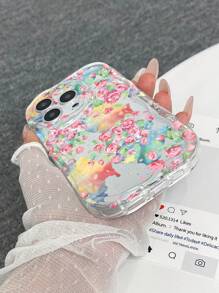 1 pieza Funda de teléfono con protección gruesa y alta contra caídas, con impresión brillante de rosa rosa de moda, compatible con Apple iPhone11/12/13/14/15 Pro Max, Galaxy A04/A05/A13/A14/A15/A24/A25/A35/A54/A55/S23/S24