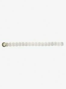 Cinto feminino de metal prateado com fivela redonda de PU, acessórios de bronze antigo, cinto casual vintage da moda, adequado para encontros, reuniões, festas, uso diário, outono, Halloween - Prata - Ver 2