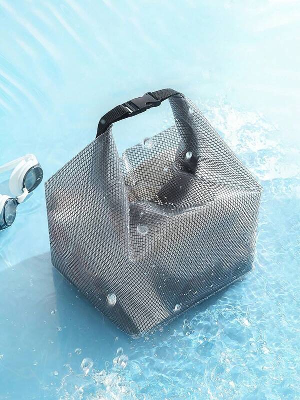 Multi-Functional Large-Capacity Fashionable Waterproof Storage Bag With Black Handle, Perfect For Beaches, Swimming Pools, Gyms And Outdoor Activities! Leak-Proof Design, Suitable For Clothes, Cosmetics, Etc. Outdoor Storage Solution, Mesh Transparent Bag, Durable Handle, Drawstring Opening Men's And Women's Outdoor Travel Toiletries Storage Bag Beach Bag Waterproof Phone Case Waterproof Bag