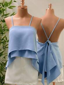 2-Piece Set Women's Elegant Blouse, Two-Ruffled Loose, Versatile, Casual, Summer Fashion - Xanh và hồng - Xem 2