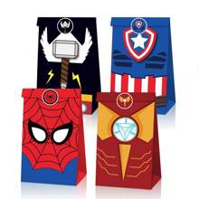 Marvel 4 pièces, Sac cadeau Superhéros Spider Man Iron Man, Sac à bonbons thème bandes dessinées, Sac de décoration pour fête d'anniversaire et vacances, Fournitures de fête, Convient pour cadeaux d'anniversaire, Halloween, Noël, cadeaux de remise des diplômes et cadeaux de fête des vacances (styles aléatoires)