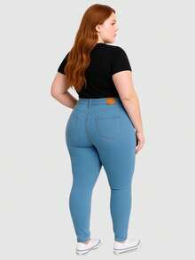 Women's Plus Size Light-Colored High-Waisted Jeans With Lycra From 46 To 60 - 淺藍色 - 查看 2