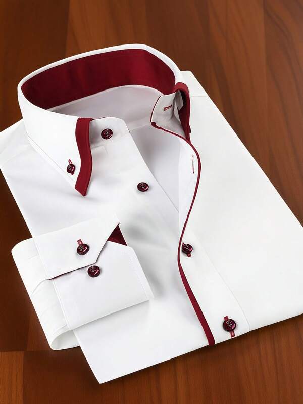 1pc Men's Wrinkle-Resistant Quick-Dry Casual/Business Shirt, Complex Craftsmanship - Pearl Buttons, Opaque Comfortable 100% Polyester Fabric, Handcrafted With Meticulous Stitching, Slim Fit - Recommended To Pair With Suit Pants