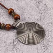 1 chiếc vòng cổ kim loại hình học xoắn ốc đính hạt dành cho nữ, dây chuyền áo len cổ điển - Chỉ thương hiệu + hạt màu lạc đà - Xem 5