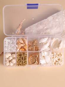 1 Box Handmade DIY Shell, Pearl, Starfish, Snail, Stone, Crab, Seahorse Craft Materials Kit For Women To Make Necklaces, Bracelets, Anklets And Other Decorations - Gold - View 3