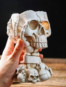 1 szt. Nowoczesna, kreatywna doniczka w kształcie czaszki, doniczka z żywicy w stylu vintage, europejska, dekoracyjna do ogrodu, odpowiednia do ogrodu i innych spersonalizowanych dekoracji