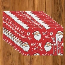 1 pieza/4 piezas/6 piezas Manteles individuales de lino con estampado de copos de nieve y árboles de Navidad, Navidad, regalo de Navidad, decoración navideña, adecuado para mesa de comedor, decoración para todo el año, manteles individuales modernos lavables, decoración de habitación, manteles individuales, posavasos, manteles de mesa de cocina y comedor, decoración de fiesta interior y exterior, decoración del hogar, regalo ideal