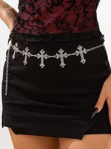 Gothic Style 1pc Fashionable Punk Star Cross Butterfly Chain Belt, Suitable For Women To Wear At Halloween Parties - Waist Chain - View 7