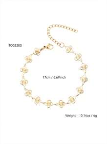 TONSI 1 件优雅奢华复古法国高端不锈钢 18K 镀金四叶草链式手链，适合假期、旅行、工作、日常佩戴、派对、聚会 - 女士珠宝，镂空四叶草项链和手链首饰套装，不褪色女士珠宝配饰