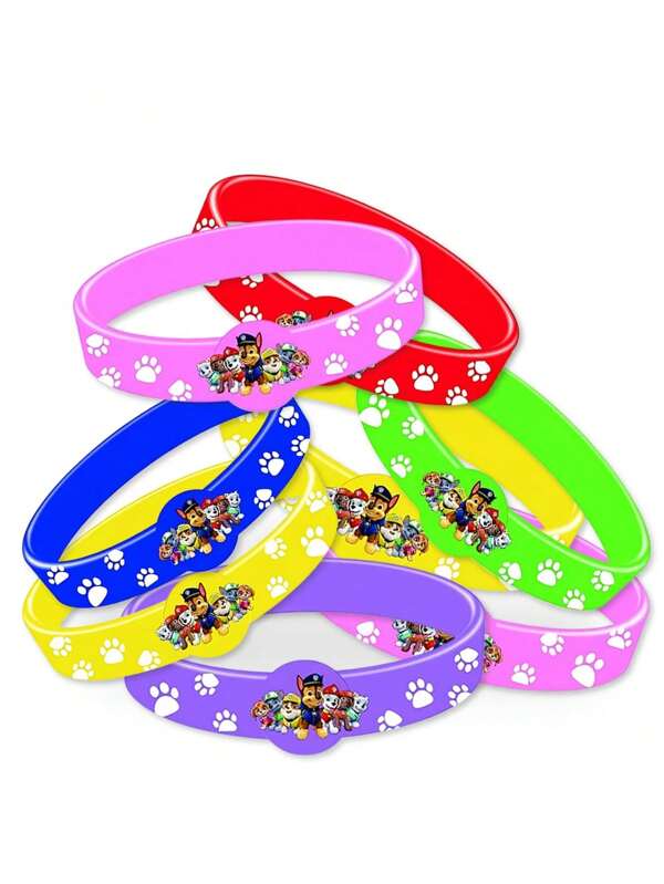 Paw Patrol Brazalete de silicona con temática de dibujos animados y anime: Brazalete con tema de La Patrulla Canina como regalo de fiesta, decoración de habitación, decoración de pared, decoración escolar, decoración de dormitorio, de vuelta a la escuela