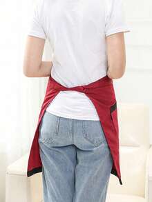 1Pc Personalized CustomUnisex Polyester Apron With 2 Pockets - Customizable Short Half Waist Waiter Work Uniform Hair Stylist Black Apron Hairdresser Beauty Salon Cosmetologist Cosmetology School Barber Gift Custom,For Kitchen, Hotel, Restaurant, Cooking, Baking, And Chef Use, Perfect For Personalized Text Or Logo