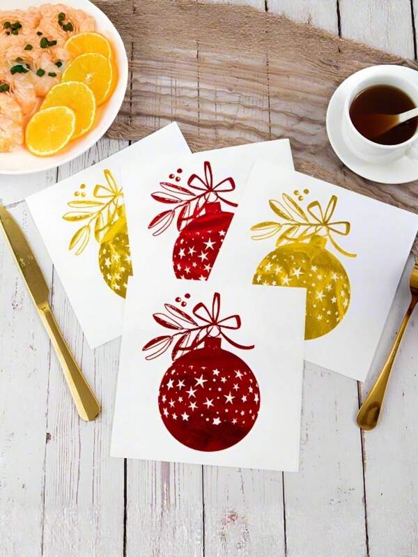 20 piezas/paquete Servilletas de papel con estampado de bolas de estrella de Halloween, decoración de restaurante para fiestas, bolas de estrella rojas y doradas, servilletas para fiestas de Navidad, papel impreso de doble capa, alta absorción de agua, no se arrugan fácilmente cuando están húmedas, muy adecuadas para decoración de mesas en Navidad, Acción de Gracias, Año Nuevo, Cumpleaños, San Valentín, Bodas