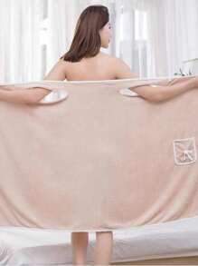 1pc Women Bath Towels(SIZE:80cm*135cm), Girls Wearable Fast Drying Bathing Beach Spa Bathrobes Wash Clothing, Shower Bath And Gym Towel,Super Soft Coral Fleece Bath Towel With Pockets,Women's Bath Towel Set, Wearable Bath Towel With Pocket, Super Soft Adjustable Bath Robe For Bathroom Beach Swimming Changing Clothes,School,Back To School,Travel,Travel Essentials,Home Essentials,Towel,Skin Care
