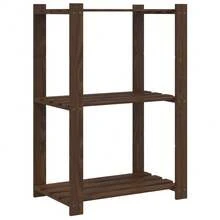 Scaffale portaoggetti Larryhot a 3 ripiani marrone 60x38x90 cm in legno di pino, robusto e durevole, facile da montare, ideale per riporre oggetti - Castano - Visualizzare 2