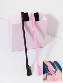 Conjunto de 2 pentes multifuncionais para estilizar o cabelo, escova dupla face para controle de frizz, essencial para volta às aulas, viagens e férias, acessórios de cabelo femininos - pente, escova para frizz, escova desembaraçadora, escova redonda, conjunto de mini pentes, pente de madeira, escova de cabelo, pente, escova para a parte de trás, escova de cabelo, escova para frizz, escova desembaraçadora, ferramentas de estilização de cabelo - Multicolorido - Ver 1