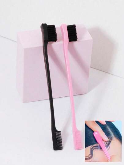 2pcs Multifunctional Styling Brushes With Double-Sided Edge Control For Combing,Back To School,Travel Holiday Essentials,Hair Accessories For Women
