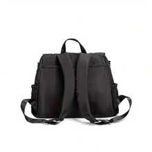 1pc Large Capacity Diaper Bag, Quilted Baby Bag With Adjustable Shoulder Strap, Multifunction Changing Bag For Mom And Dad, Travel Nappy Bag Hospital Bag For NewBorn Baby, Back To School - Black - View 6