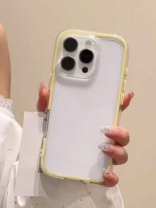 Apple Smart Fashion Phone Case With A High-End Feel, A Three-In-One Thickened And Hard Material, A Colorful Solid Color Frame, A Personalized Creative Pink, White, Black, Blue, Green, Minimalist Simple Fall Protection Full Coverage Transparent Feeling Colorful Phone Case Waterproof Shockproof Anti-Fall Scratch Resistant