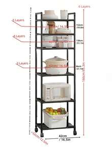 1 pieza Estantería de almacenamiento multiusos, móvil con barandilla, adecuada para cocina, baño, sala de estar, dormitorio, estudio, oficina, regalo de vacaciones, regalo de Navidad, regalo para niños, mejora del espacio, accesorios de baño, decoración de habitación - Multicolor - Ver 4