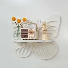 2pc Butterfly Shaped Nursery Wall Deor Floating Shelf, Cute Wall Display Rack For Kid's Room, Small Decorative Shelf Wall Mounted - 白色 - 查看 4