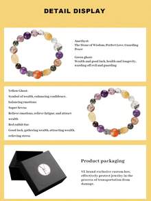 VE 1 pieza Pulsera de cristal natural de llama púrpura de alta calidad de plata S925, grado premium de amatista, adecuada para uno mismo, la mejor amiga, la novia, la amiga, la mamá. Color de la joyería surtido al azar - Pulsera - Ver 5