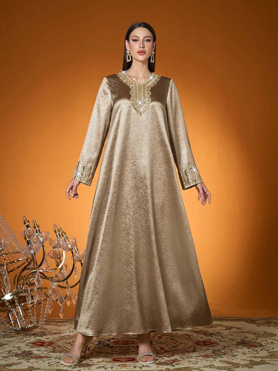 Elegante, Nova Chegada, Senhora, Gola Alta, Cor Lisa, Tecido, Bordado com Miçangas, Color Blocking